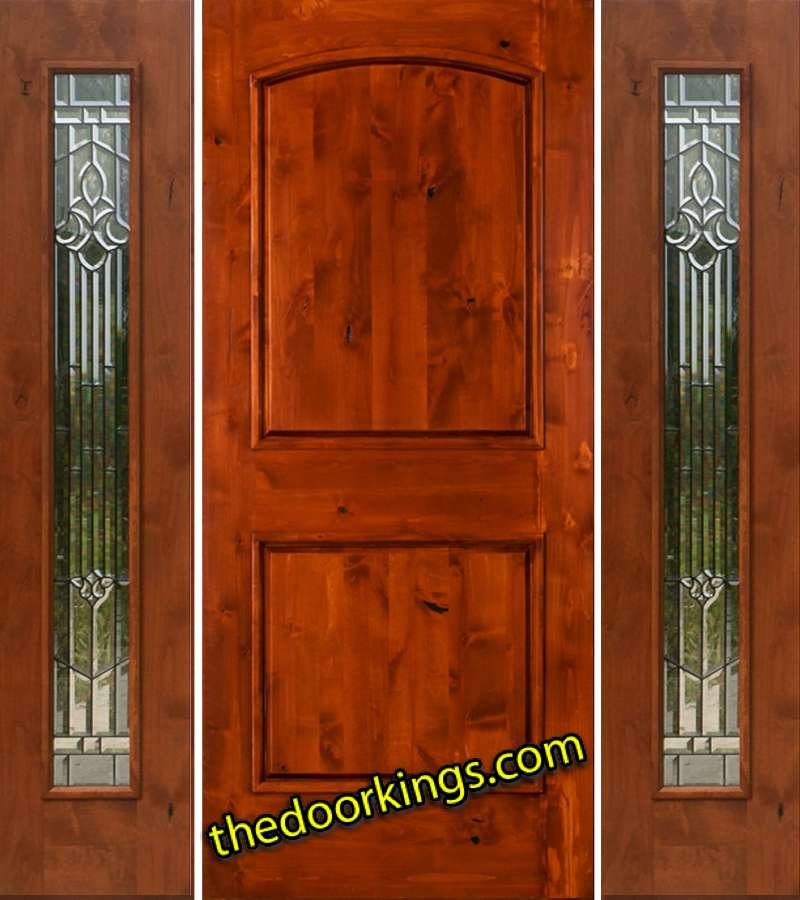 sw66 knotty alder wood door with two mystic sidelites